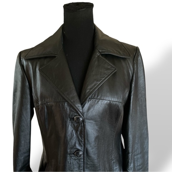 Wilson’s Vintage Leather Trench Coat Black Thinsulate Insulation Large L… - Picture 12 of 16
